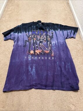 Kiss Destroyer Tie-Dye Short Sleeve Tee - Purple & Black